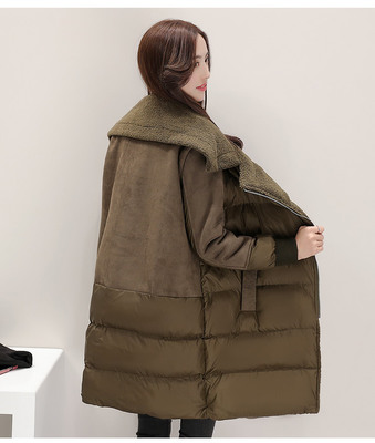 中長款2016年冬季時尚純色通勤西裝領棉衣/棉服優(yōu)雅